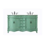 Elegant Decor Windsor 60 Solid Wood And Mdf Double Bathroom Vanity In Mint