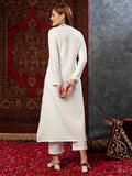Anni Designer Women'S Cotton Blend Straight Printed Kurta With Pant (Nabhita White-Jl_Xl_White_X-Large),White,XL,Cotton Blend,Regular,