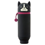 Lihit Lab PUNI LABO STAND PEN CASE, CUTE ANIMAL DESIGN, SILICONE PENCIL CASE, (BOSTON TERRIER) (A7712)