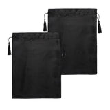 2 Pcs Soft Silk Wig Bags Large Satin Hair Packaging Bags Travel Wig Storage Carrying Pouches with Drawstring Tassel for Bundles,