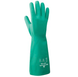 SHOWA 737 Nitrile Unlined Chemical Resistant Safety Glove with Bisque Grip, 15 Length, 22 mil Thick, Large (Pack of 12 Pair)
