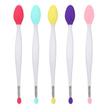 5pcs Gentle Dual-Ended Lip Scrub Brush, Reusable Silicone Lip Exfoliator & Applicator Soft 2-in-1 Make Up Applicator Tool for Sm
