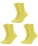 Mukhaksh (3 Pairs Men Cotton Calf Length Crew Length Long Yellow Socks
