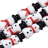 Beadthoven 20pcs Christmas Snowman Lampwork Glass Beads Spacers Handmade White Xmas Christmas Craft Beads Hanging Ornament Charm