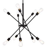 Elegant Lighting Living District Axel 10-Light Mid-Century Metal Pendant In Black