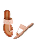 Shoetopia Women'S Kolhapuri-166 Flat Sandal-7 Kids Uk (Kolhapuri-166-Peach)-Eu40,Peach,7,B0D76VZXHJ