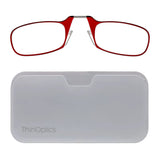 ThinOptics Reading Glasses + White Universal Pod Case | Red Frames, 1.00 Strength Readers Red Frames / White Case, 44 mm