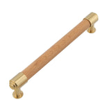KOXHERO Wood and Brass Cabinet Pulls 7 Inch Center to Center Double Hole 4Pack Modern Kitchen Drawer Handle Unfinished Dresser K