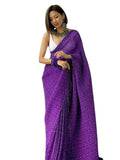 Satrani Womens Knit Pure Georgette Saree (2594S216N_Purple)