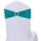 JKDMJF Stretch Spandex Dark Turquoise Chair Sashes Bows 50 Pack Universal Chair Bands with Silver Buckle for Wedding Party Engag