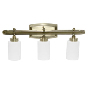 All The Rages Essentix 3-Light Glass & Metal Vanity Fixture In Antique Brass