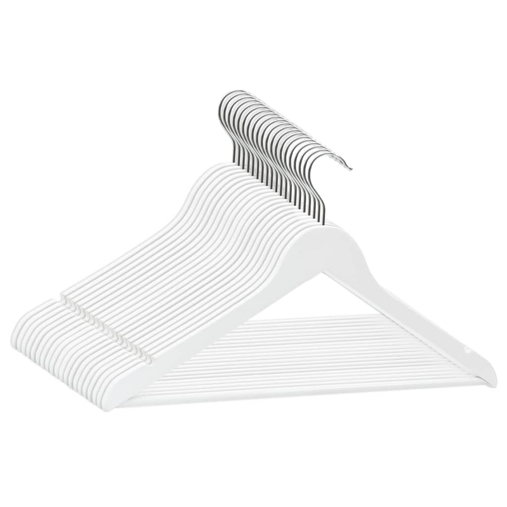 'Vidaxl 20-Piece Hardwood Clothes Hanger Set - Non-Slip White Closet Organizers With 360-Degree Rotating Hook And Additional Trouser Bar
