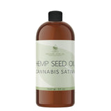Refined Hemp Seed Oil, Pure Cold Pressed Filtered Natural Non GMO Vegan Extra Virgin Unscented Deodorized Bulk Carrier Oil, 32 o