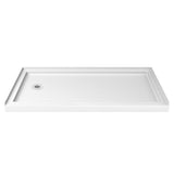 DreamLine SlimLine 30 in. D x 60 in. W x 2 3/4 in. H Left Drain Single Threshold Shower Base in White, DLT1130601