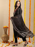 Gosriki Women'S Rayon Blend Straight Printed Kurta With Pant & Dupatta (Jimny Black-Vks02-Gs_S_Black_Small),Black,,B0DK9NCJT4