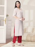 Pinkmint Kurta Set For Women Cotton Printed Straight Kurta With Pant (Pack Of 1) Multicolor10 Xl
