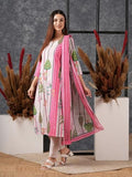 Anni Designer Women'S Cotton Blend Straight Printed Kurta With Pant & Dupatta (Darur Pink_L_Pink_Large),Pink,L,Cotton Blend,Regular,Kurta, Scarf