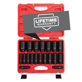 SUNEX TOOLS 2641, 1/2 Inch Drive Deep Impact Socket Set, 19Piece, SAE, 3/8 11/2, CrMo Alloy Steel, Radius Corner Design, 
