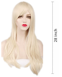 AneShe Wigs 28 Long Wavy Hair Heat Resistant Cosplay Wig for Women (Light Blonde)