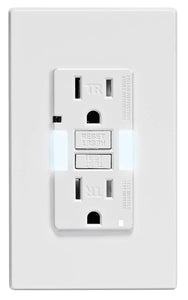 Leviton Gfnl1-W Self-Test Smartlockpro Slim Gfci Tamper-Resistant Receptacle With Guidelight And Led Indicator, 15-Amp, White