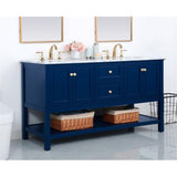 Elegant Decor Metropolis 60 Solid Wood And Metal Single Bathroom Vanity In Blue