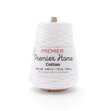 Premier Yarns Home Cotton Cone Yarn, Ideal Knitting and Crochet Supplies, Made of Recycled Cotton and Polyester, White, 700 yard