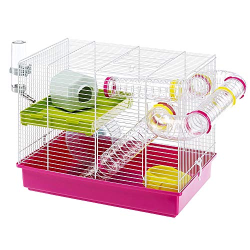 Ferplast Laura Small Hamster Cage Fun & Interactive Cage Measures 18.11L X 11.61W X 14.8H & Includes All Accessories
