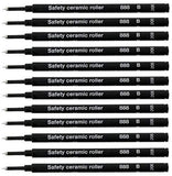 12 Pack Schmidt 888 (888B) Ceramic Tip Rollerball Refills Black Broad Point