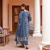 Gosriki Women'S Rayon Blend Anarkali Printed Kurta With Pant & Dupatta (Goto-Blue-Gs_S_Blue_Small),Blue,,B0CC9L8S88