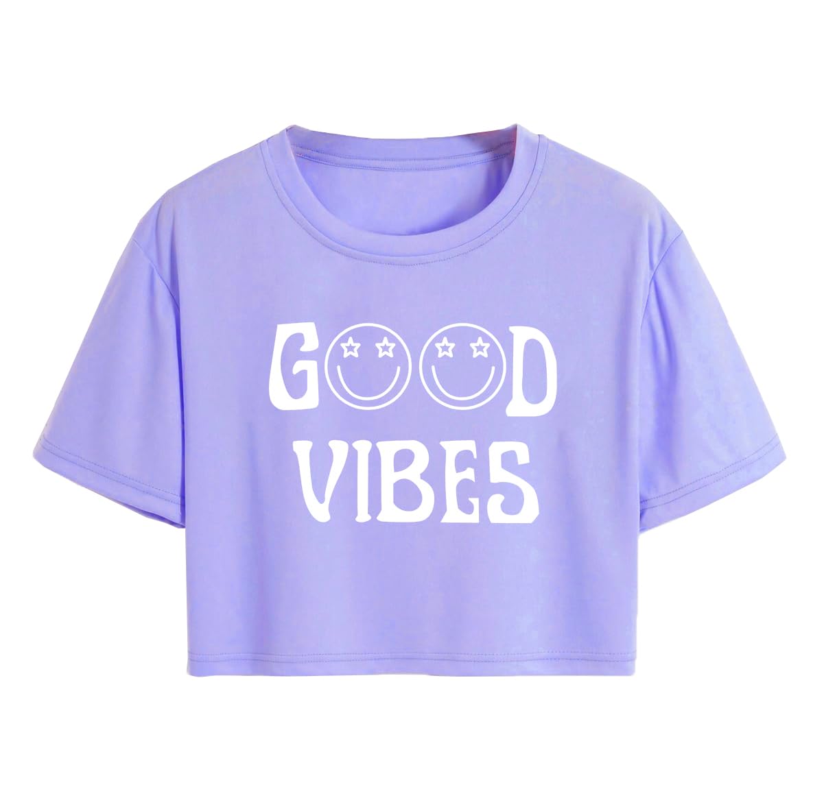Toplot Text Printed Round Neck Crop Top For Women (Vibes-Crop-Top-5202-Purple-Xs),Purple,,B0DCTLCXTK