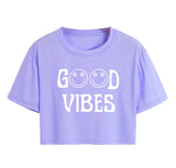 Toplot Text Printed Round Neck Crop Top For Women (Vibes-Crop-Top-5202-Purple-Xs),Purple,,B0DCTLCXTK
