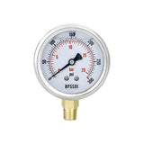 BPSSDI 0-300 Psi Glycerin Liquid Filled Pressure Gauge, 2.5 Dial Size, 1/4 NPT Lower Mount, 304 Stainless Steel Case, for Pool P