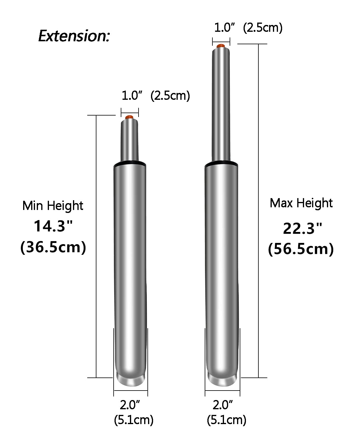 14 to 22 Long Adjustable Gas Lift Cylinder Tube for Office Chair Stool Replacement Parts,Heavy Duty Hydraulic Pneumatic Cyli
