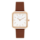 Joker & Witch Women Emily 28Mm White Dial 16Mm Brown Faux Leather Watch