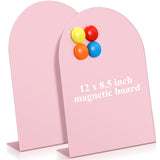 Shimeyao 2 Pcs Pink Magnetic Bulletin Board for Tabletops with 8 Magnets 12 x 8.5 Inch Memo Display Easel Stand for Home Office 
