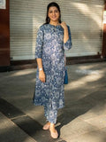 Gosriki Women'S Rayon Blend Straight Printed Kurta With Pant (Malvina Blue-Gs_S_Blue_Small),Blue,,B0DFPPRWBC