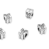 20pcs Owl Symbol of Wisdom Prosperity Large Hole Animal Loose Beads (4.5mm Hole) Antique Silver Metal Spacer for DIY Craft Jewel