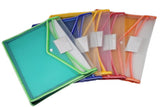 Staprico A4 Transparent Document Bag With 3 Pocket (Pack Of 2) MultiColor PolyPlastic File Folders With Snap Button Closure,
