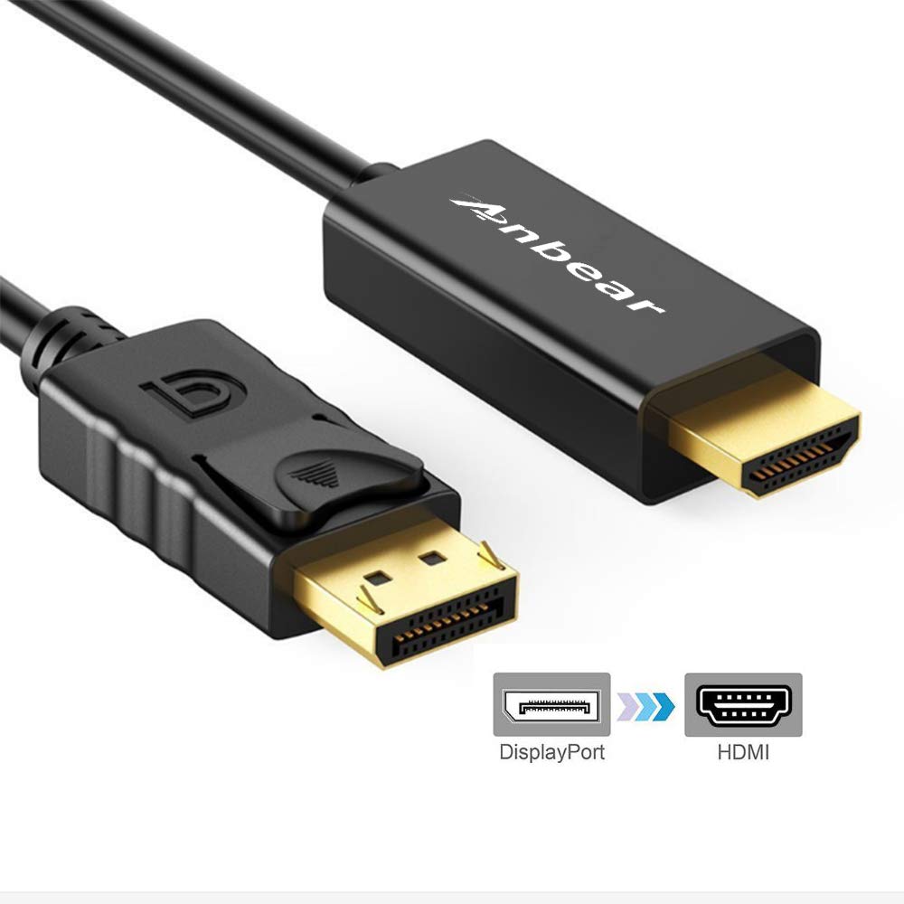 Anbear Display Port to HDMI Cable, Gold Plated Displayport to HDMI Cable 6 Feet(Male to Male) for DisplayPort Enabled Desktops a