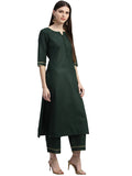 Anni Designer Women'S Ruby Cotton Printed Straight Kurta With Palazzos & Dupatta (Game-Green_S Green Small),Green,S,Cotton,Straight,Dupatta, Palazzo