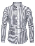 Toplot Shirt For Men || Mens Casual Shirts || Full Sleeve || Regular Fit || Striped (Strip-Shirt-5219-Grey-L),Grey,,B0DQPNH84J