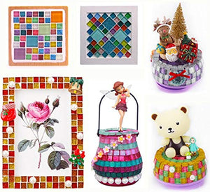 BestTeam Mixed Color Crystal Mosaic Tiles, Transparent Glass Mosaic Tiles Glass for Art Crafts DIY Children Puzzle Handmade Mate