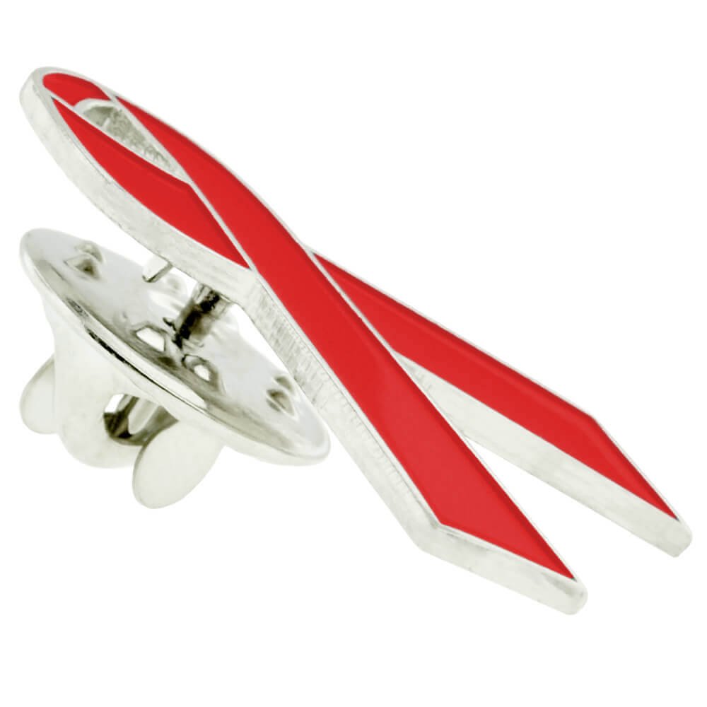 PinMart Awareness Enamel Lapel Pin - Nickel Plated Red Ribbon Pin - Heart Disease Prevention and Awareness Ribbon - Jewelry Broo