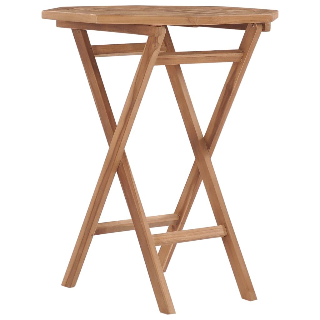Vidaxl Solid Teak Wood Folding Patio Table - Durable Outdoor Furniture, Octagon Shape, Easy Storage, Deck/Garden/Patio Use, 23.6'X23.6'X29.5' Dimensions, Varnished, Brown