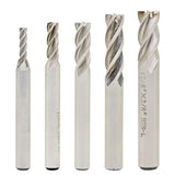 5PCS End Mill Set 1/8 3/16 1/4 5/16 3/8 Cutting Dia 4 Flute HSS End Mill Drill Bit, CNC End Milling Cutter for Wood, Aluminum, S