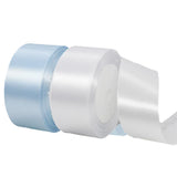 2 Rolls White Light Blue Ribbon, 1-1/2 Inch x 50 Yards Satin Fabric Ribbon for Flower Bouquets, Gift Wrapping, DIY Crafts, Birth