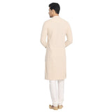 Manyavar Traditional Embroidered Kurta And Churidar Set For Men - (Light Biscuit, Medium)
