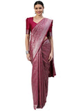 Satrani Women'S Art Silk Banarasi Saree With Unstitched Blouse Piece(2643S5121N_Wine)