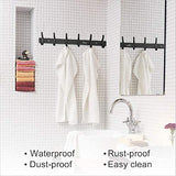 Anjuer Coat Hanger Clothes Rack 6 Hooks Heavy Duty Clothes Hat Holder Aluminum Alloy Black