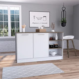 Ginger Kitchen Island -Kitchen -White / Dark Brown